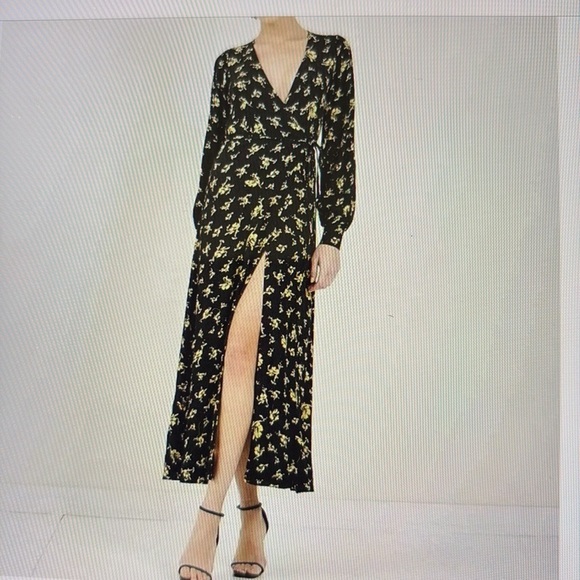 Ganni Floral Crepe Maxi Wrap Dress 0 - Picture 1 of 16